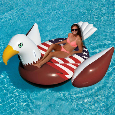 Giant Rideable Patriotic American Eagle Inflatable Swimming Pool Float (2 Pack)