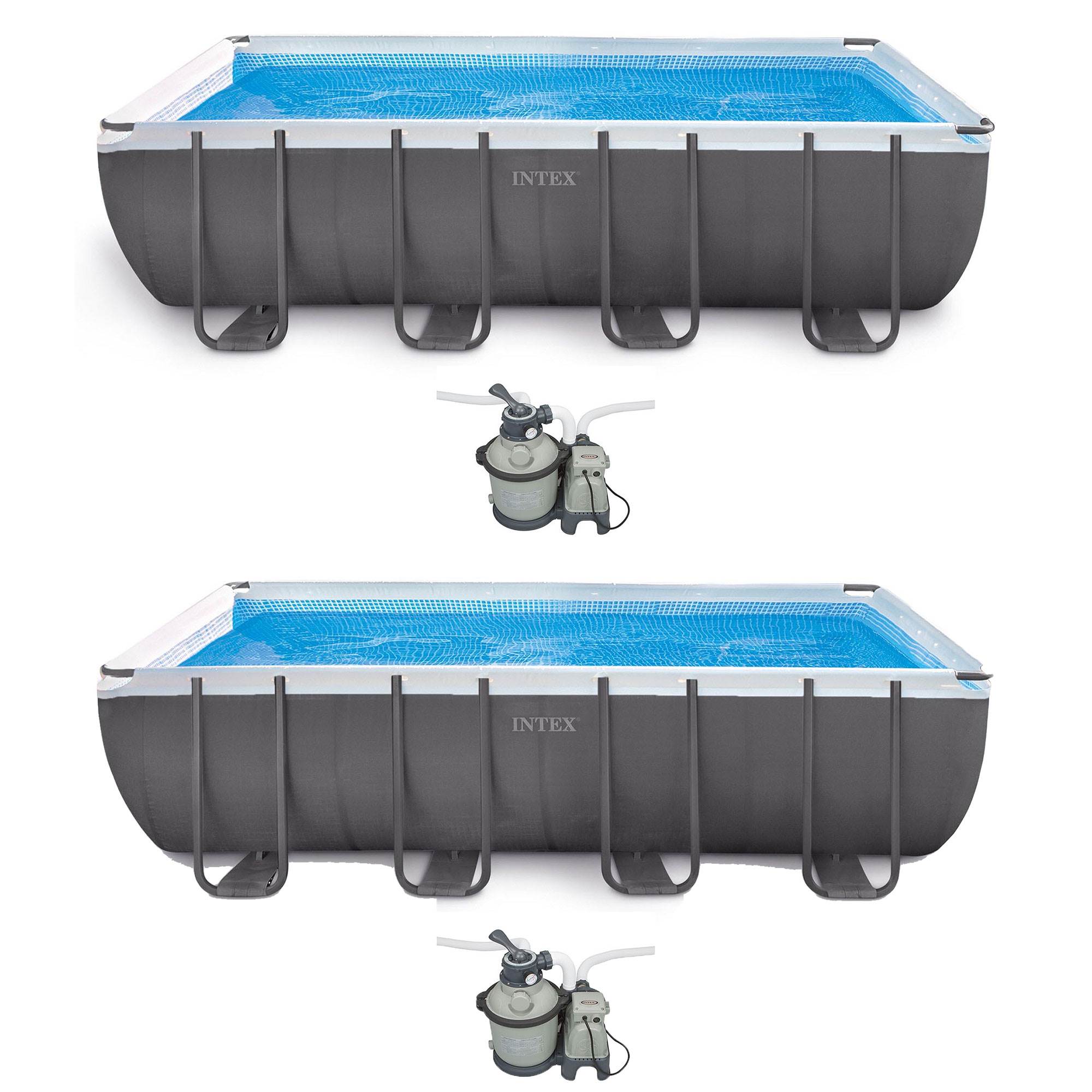 Intex 18' x 9' x 52" Ultra Frame Rectangular Above Ground Pool w/ Pump (2 Pack)