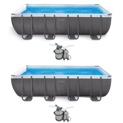 Intex 18' x 9' x 52" Ultra Frame Rectangular Above Ground Pool w/ Pump (2 Pack)