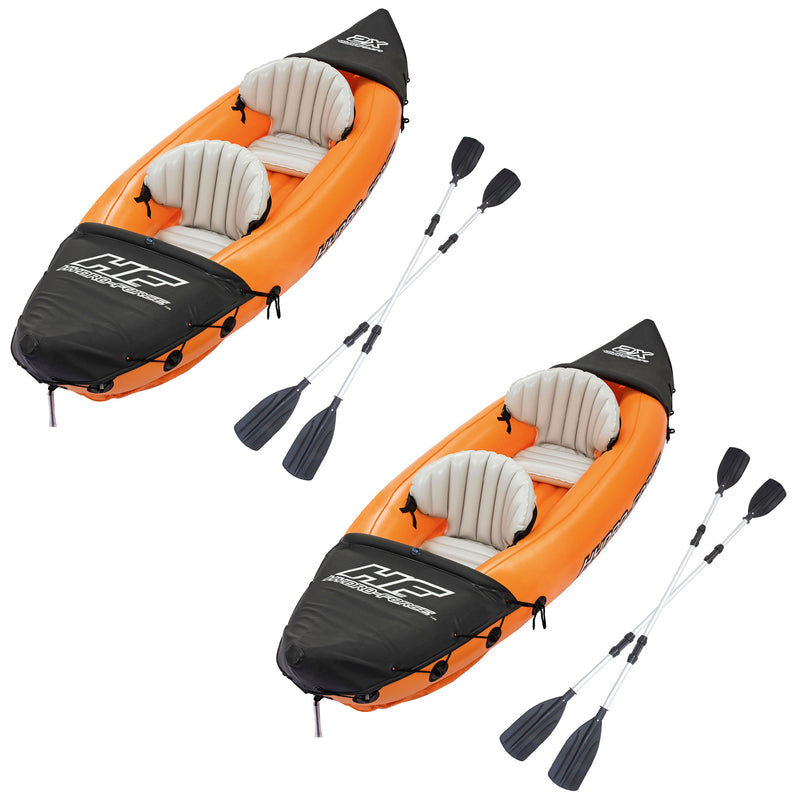 Bestway 126 x 35 Inch Lite-Rapid X2 Inflatable Kayak Float with Oars (2 Pack)
