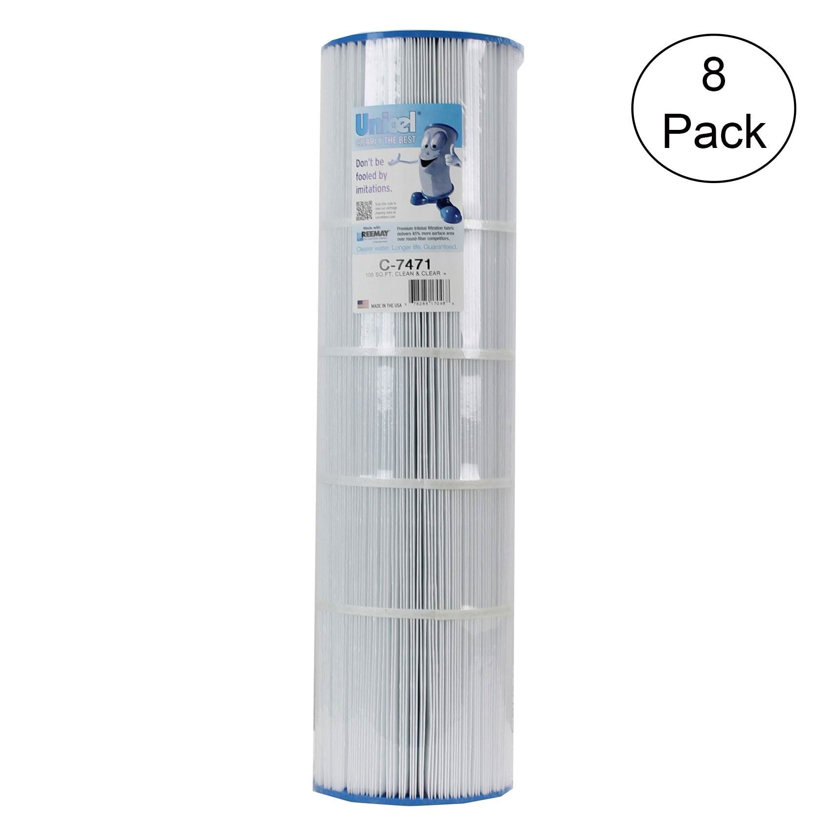 Unicel C-7471 Replacement 105 Sq Ft Pool Filter Cartridge, 168 Pleats (8 Pack)