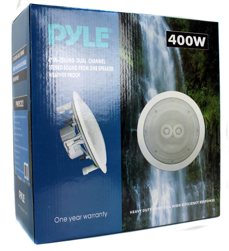PYLE PWRC82 8 Inch 400 Watt 2 Way Indoor/Outdoor Wall Ceiling Speaker (6 Pack)