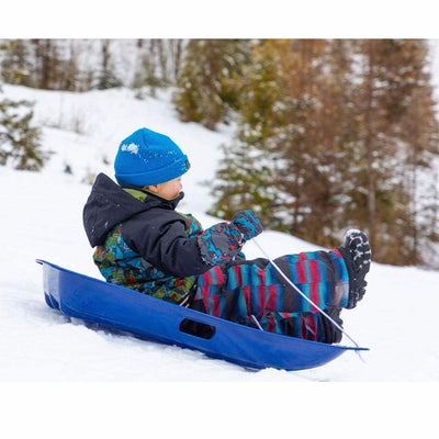 Lucky Bums Kids 35 Inch Plastic Snow Toboggan Sled with Rope, Green & Neon Pink