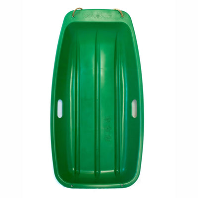 Lucky Bums Kids 35 Inch Plastic Snow Toboggan Sled with Rope, Green & Neon Pink