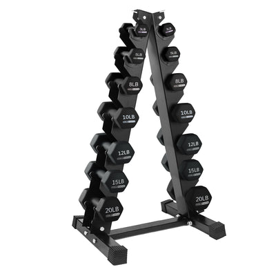 HolaHatha 146 Pound Neoprene Dumbbell Full Body Weight Set with Storage Rack - VMInnovations