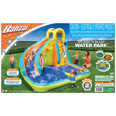 Banzai Splash 'N Blast Kids Backyard Inflatable Water Slide Park (Open Box)