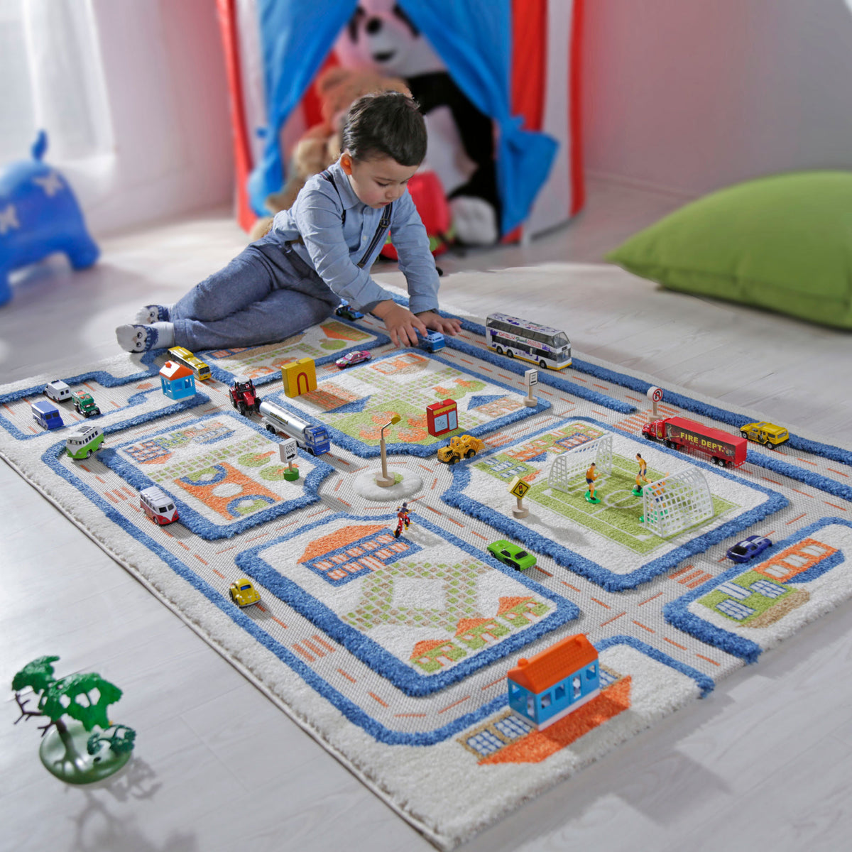 IVI 3D Play Carpets 59 x 39 Inch Traffic Educational Toddler Mat Rug, Medium - VMInnovations