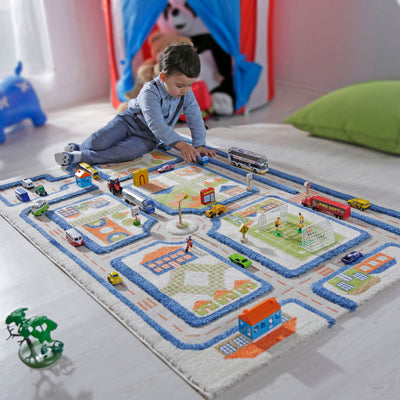 IVI 3D Play Carpets 59 x 39 Inch Traffic Educational Toddler Mat Rug, Medium - VMInnovations