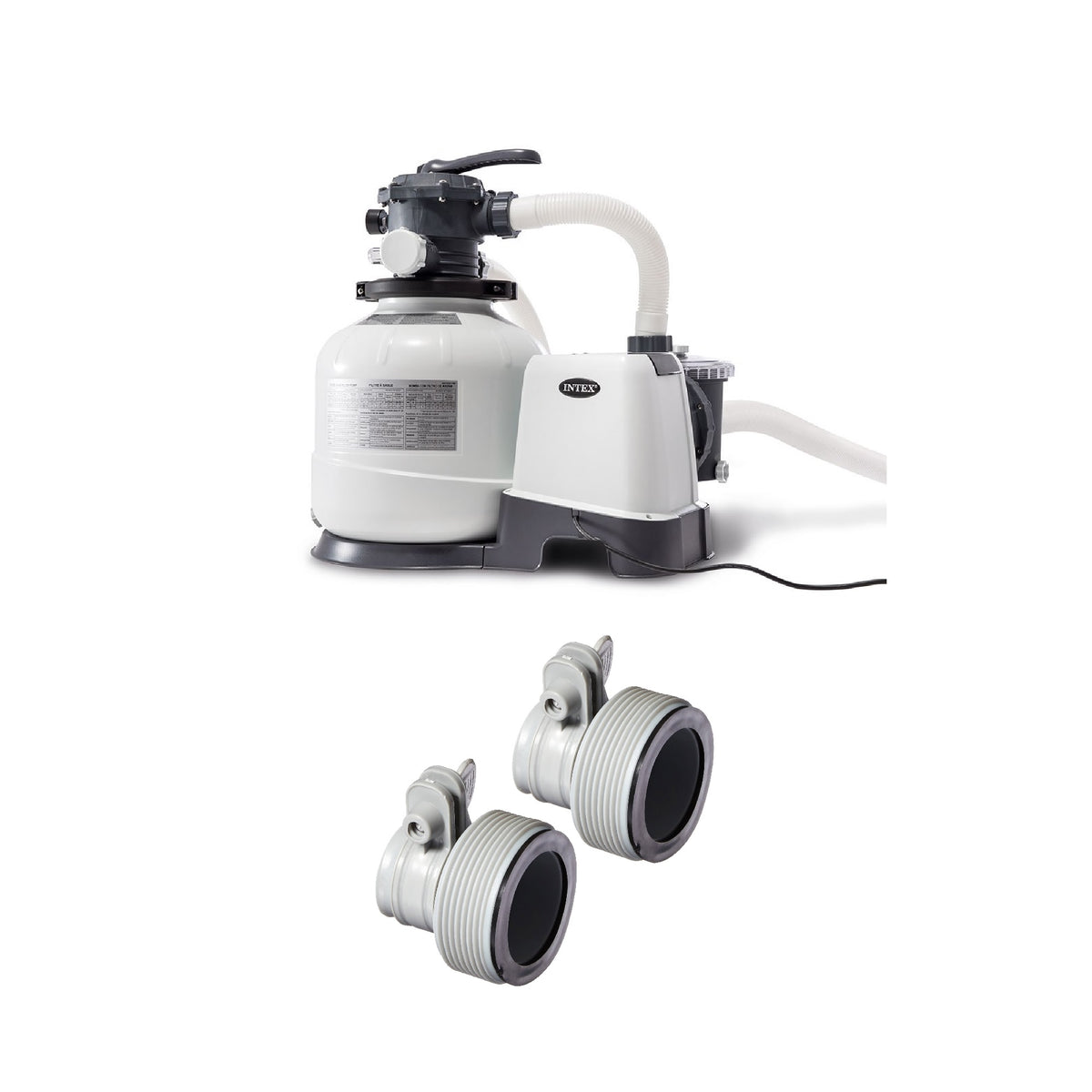 Intex Pool Sand Filter Pump with Automatic Timer and Replacement Hose Adapters
