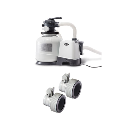 Intex Pool Sand Filter Pump with Automatic Timer and Replacement Hose Adapters