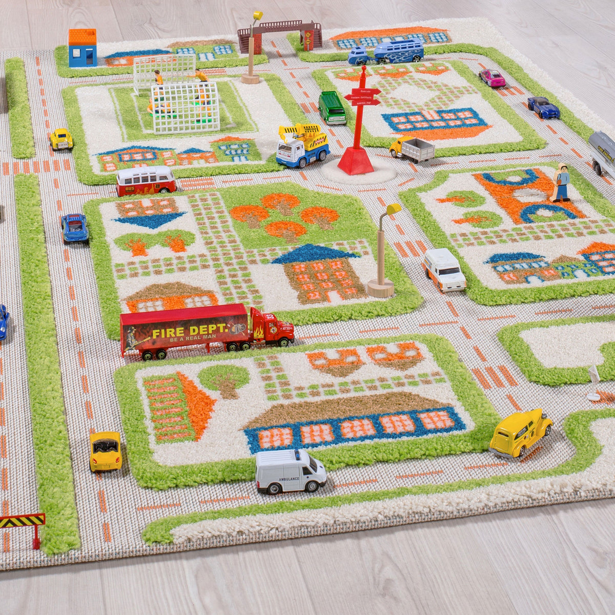 IVI 3D Play Carpet 59 x 39-inch Green Traffic Floor Rug Mat for Kids, Medium - VMInnovations