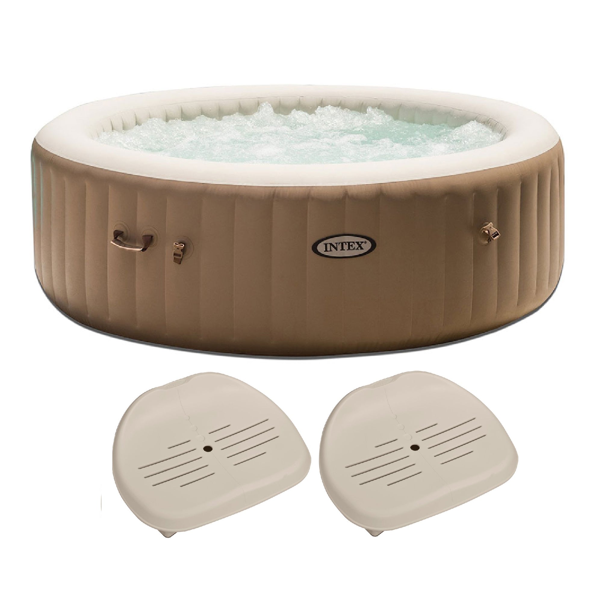 Intex PureSpa 85 Inch 6 Person Inflatable Round Hot Tub & 2 Inflatable Seats