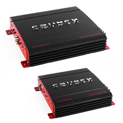 Crunch 4 and 2 Channel 1000 Watt Amp A/B Class Car Audio Stereo Amplifier Set