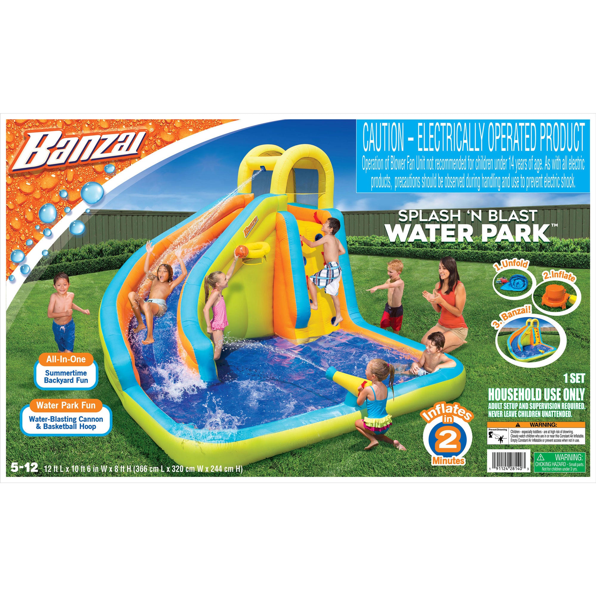 Banzai Splash 'N Blast Kids Backyard Inflatable Water Slide Park (Open Box) - VMInnovations