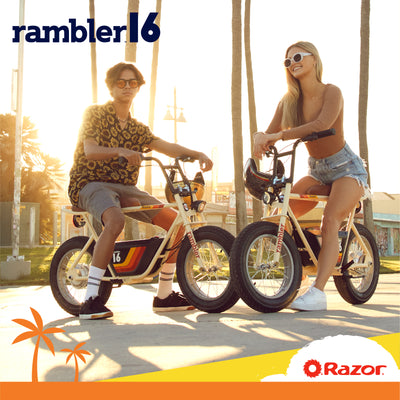 Razor Rambler 16 Electric Retro Minibike 350W Motor & 36V Battery, Tan(Open Box)