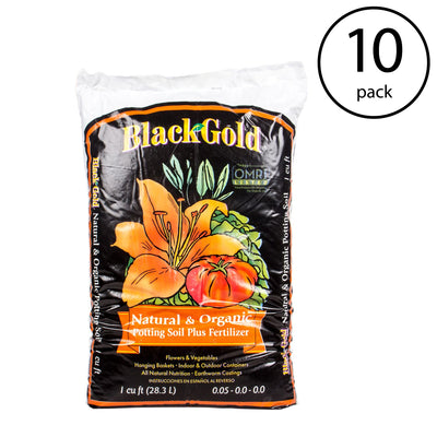 SunGro Black Gold Natural and Organic Potting Soil Fertilizer Mix Bag (10 Pack)