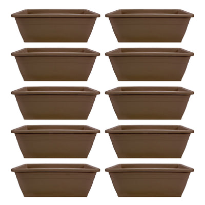HC Companies 12-Inch Outdoor Plastic Deck Flower Plant Box, Chocolate (10 Pack)