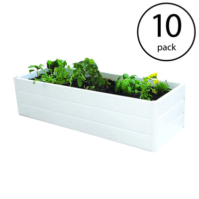 NuVue 26005 44 Inch Raised PVC Garden Planter Terrace Deck Box, White (10 Pack)