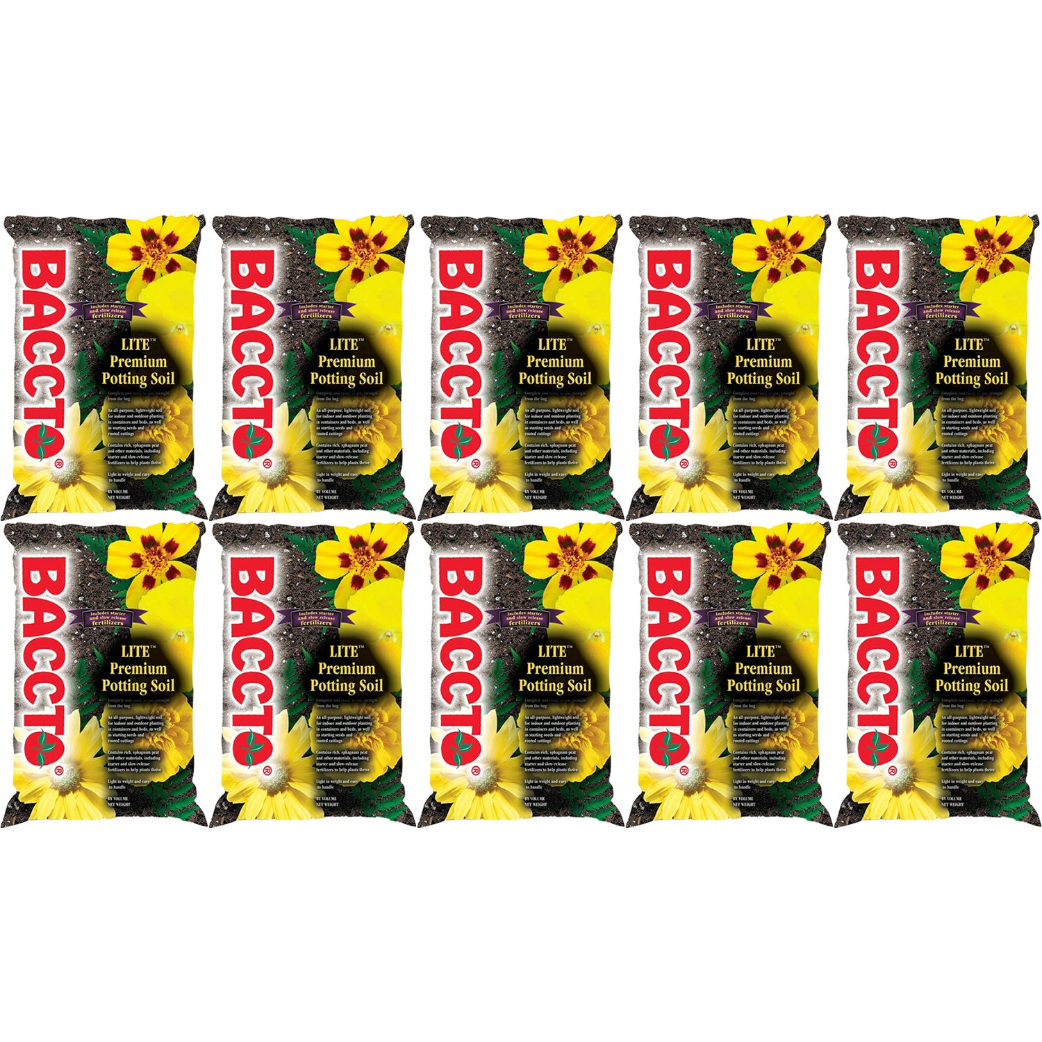 Michigan Peat 1420 Baccto Lite Premium Potting Soil, 20 Quart Bag (10 Pack)