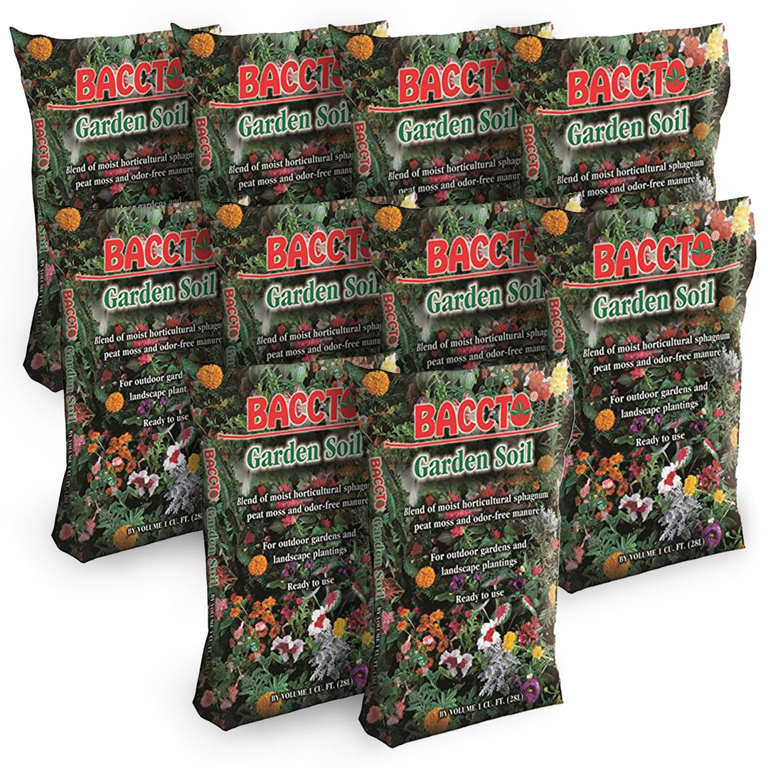 Michigan Peat Company BACCTO Garden Soil for Plants & Veggies, 1 Cu Ft, 10 Pack