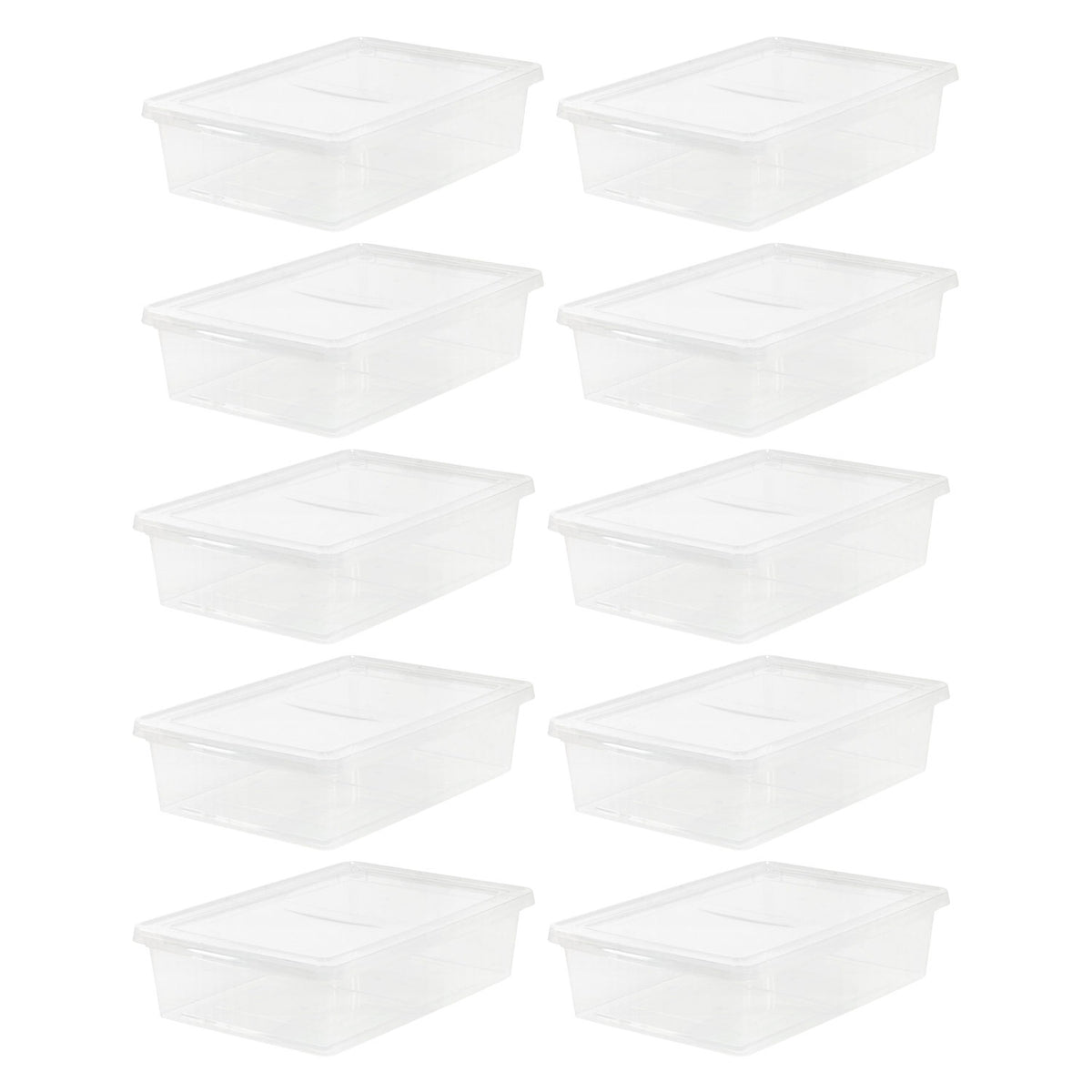 IRIS USA 28 Quart Plastic Storage Box Container with Lid, Clear (10-pack) (Refurbished)