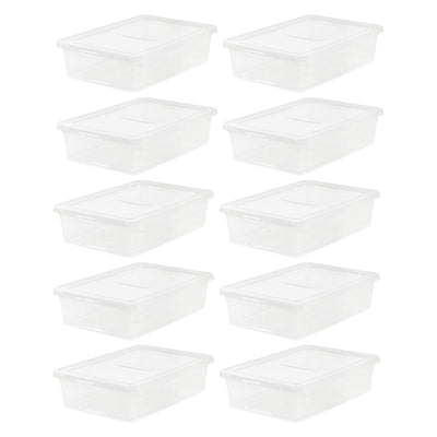 IRIS USA 28 Quart Plastic Storage Box Container with Lid, Clear (10-pack) (Refurbished)