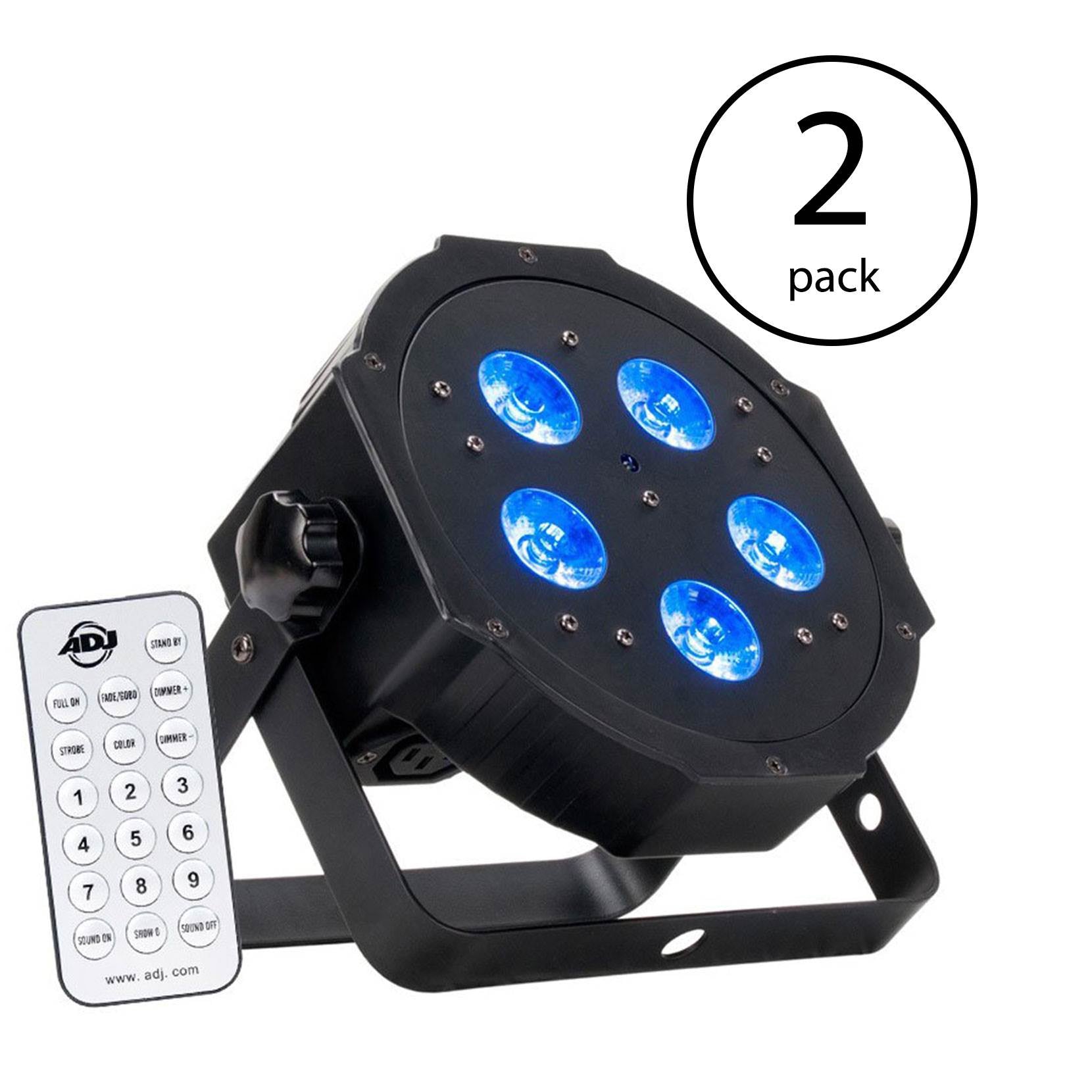 American DJ Mega Hex Par Low Profile LED RGBAW + Can Wash Effect Light (2 Pack)