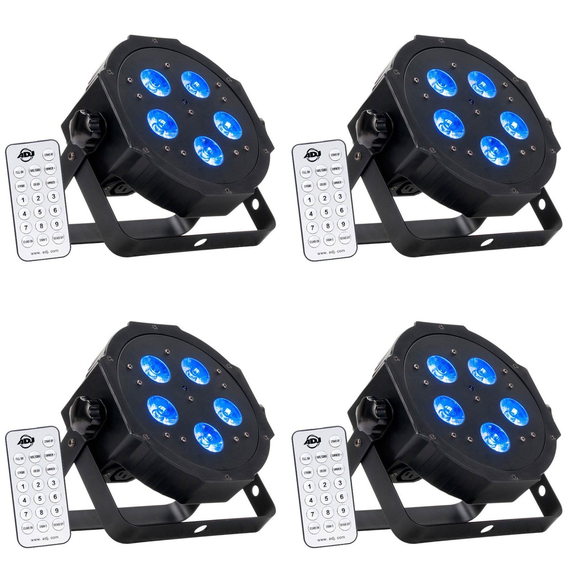 American DJ Mega Hex Par Low Profile LED RGBAW + Can Wash Effect Light (4 Pack)
