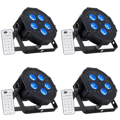 American DJ Mega Hex Par Low Profile LED RGBAW + Can Wash Effect Light (4 Pack)