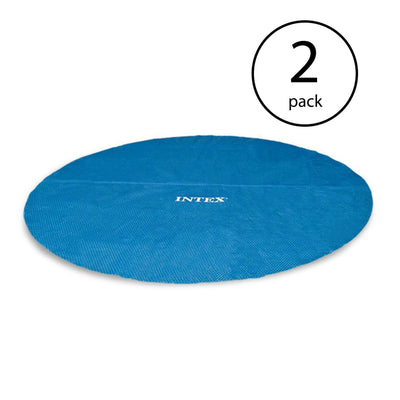 Intex 18 Foot Round Easy Set Blue Vinyl Solar Cover for Swimming Pools (2 Pack)