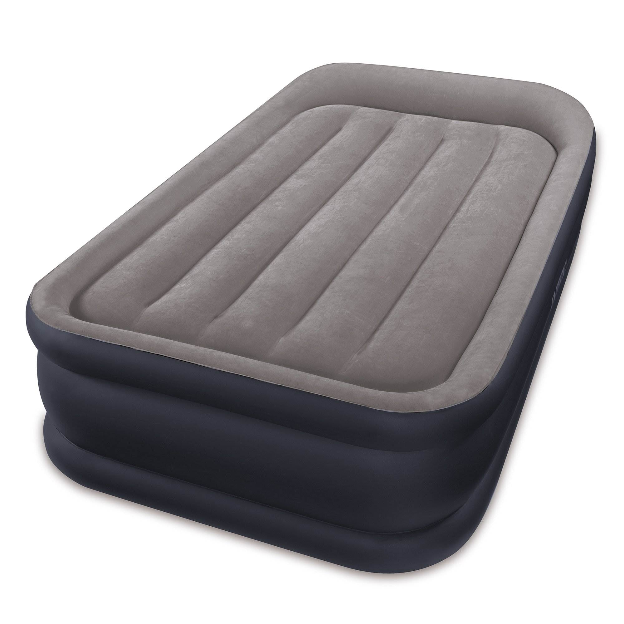 Intex Deluxe Raised Pillow Rest Air Bed with Built-In Air Pump, Queen + Twin