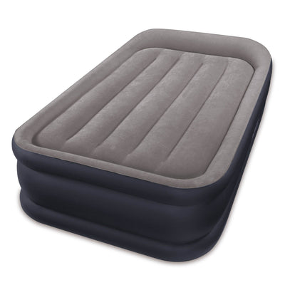 Intex Deluxe Raised Pillow Rest Air Bed with Built-In Air Pump, Queen + Twin