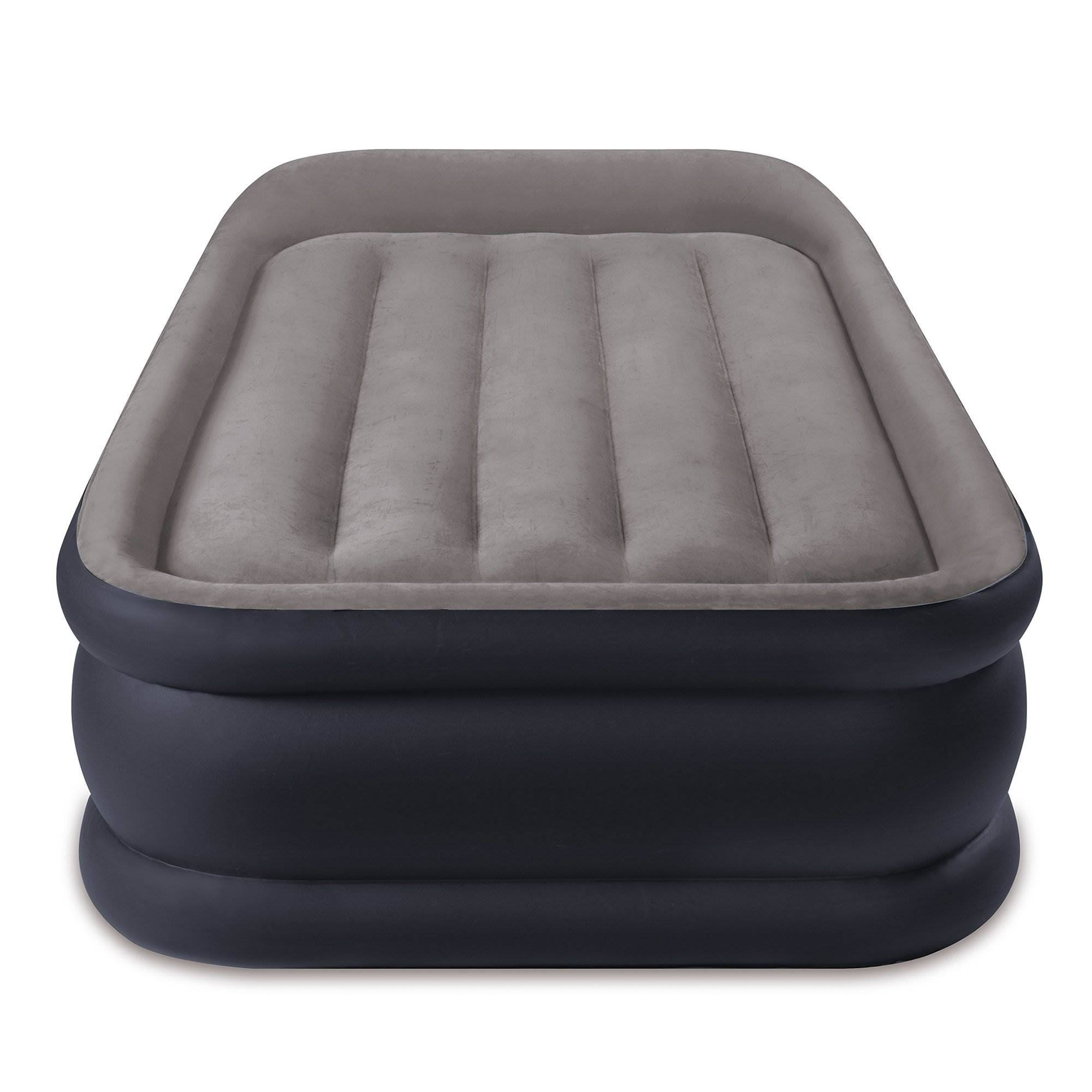 Intex Deluxe Raised Pillow Rest Air Bed with Built-In Air Pump, Queen + Twin