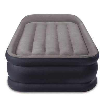 Intex Deluxe Raised Pillow Rest Air Bed with Built-In Air Pump, Queen + Twin