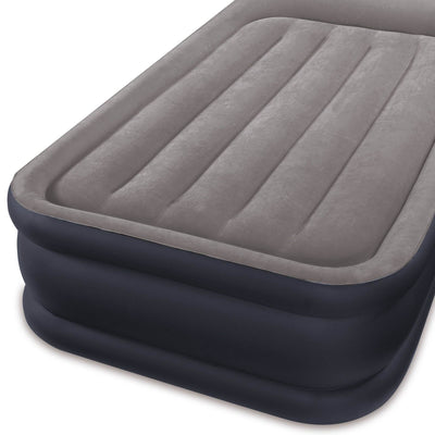 Intex Deluxe Raised Pillow Rest Air Bed with Built-In Air Pump, Queen + Twin