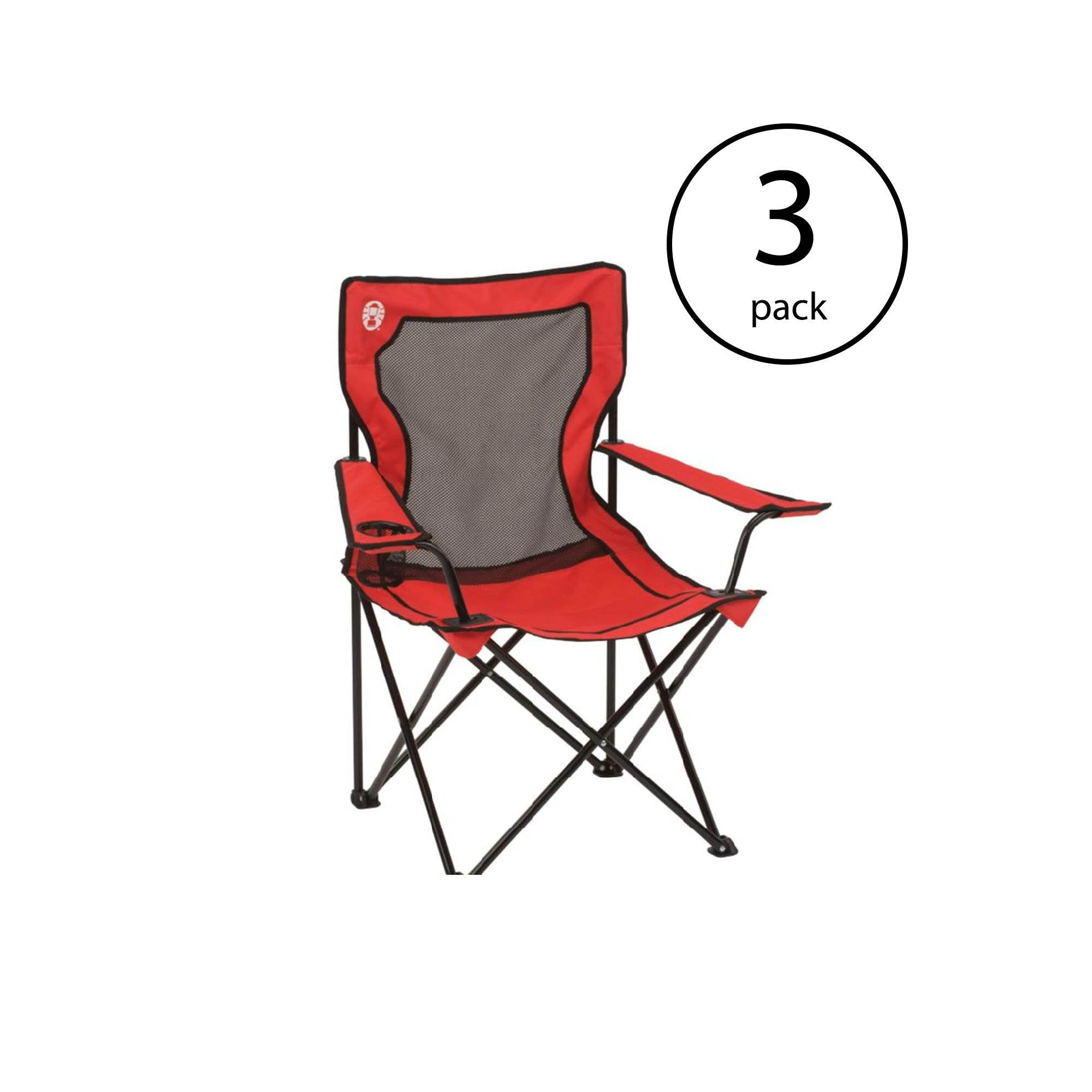 NEW! COLEMAN Broadband Camping Folding Quad Chair w/ Mesh Back Bag (3 Pack)