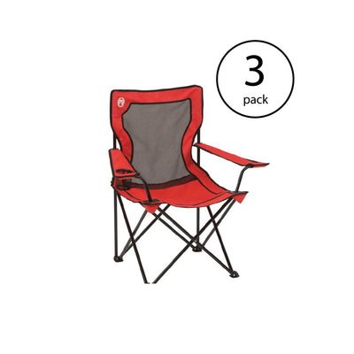 NEW! COLEMAN Broadband Camping Folding Quad Chair w/ Mesh Back Bag (3 Pack)