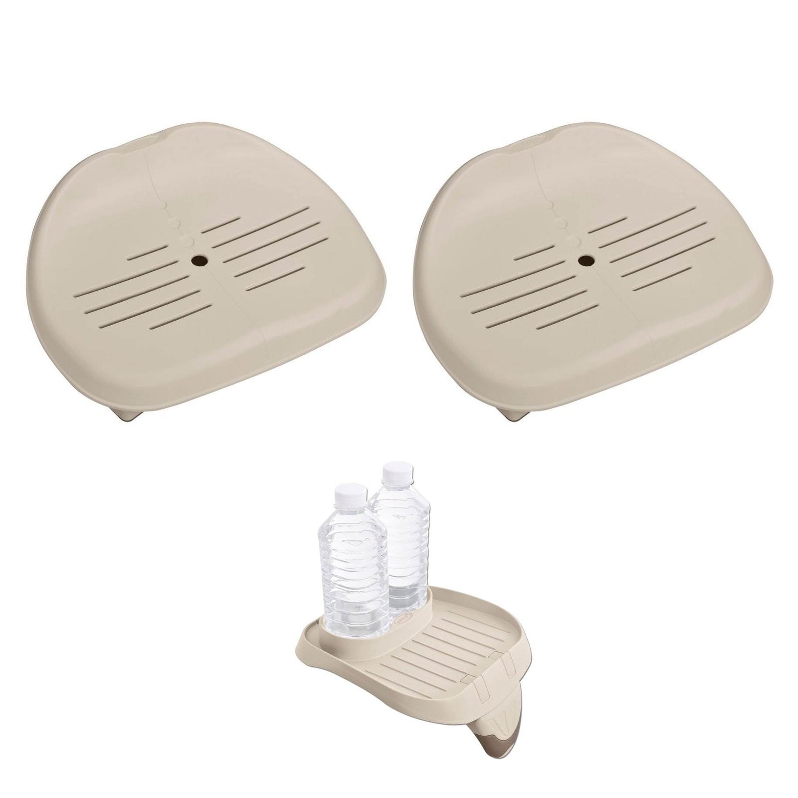 Intex Removable Slip-Resistant Hot Tub Seat (2 Pack) & Cup Holder Tray Accessory - VMInnovations