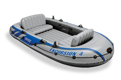 Intex Excursion Inflatable Rafting Fishing 4 Person Boat w/ Oars & Pump (3 Pack)