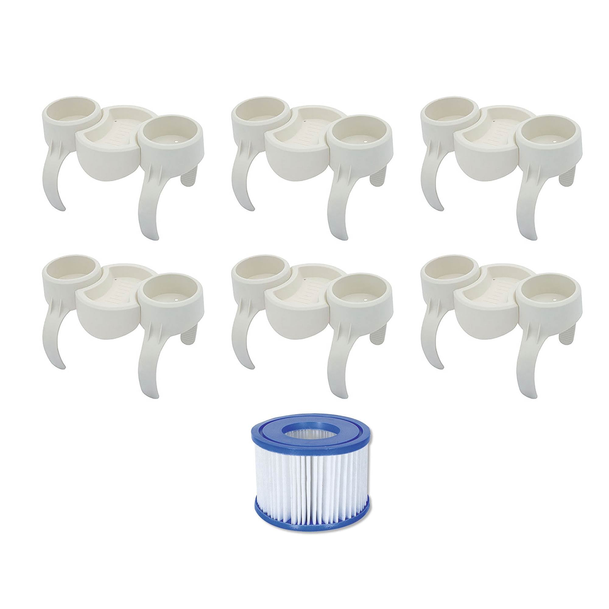 Bestway Drinks Holder and Snack Tray (6 Pack) & Coleman Filter Pump Cartridge