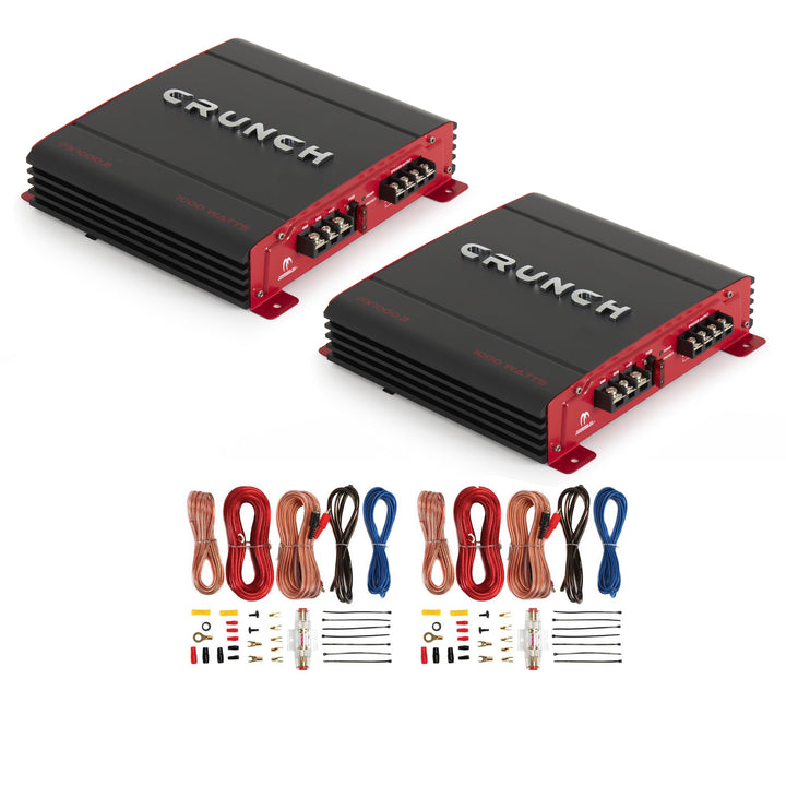 Crunch PX-1000.2 2 Channel 1000W Car Stereo Amplifier + Amp Wiring Kit (2 Pack)