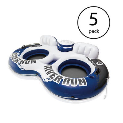 Intex River Run II Inflatable 2 Person Pool Tube Float w/ Cooler (5 Pack)