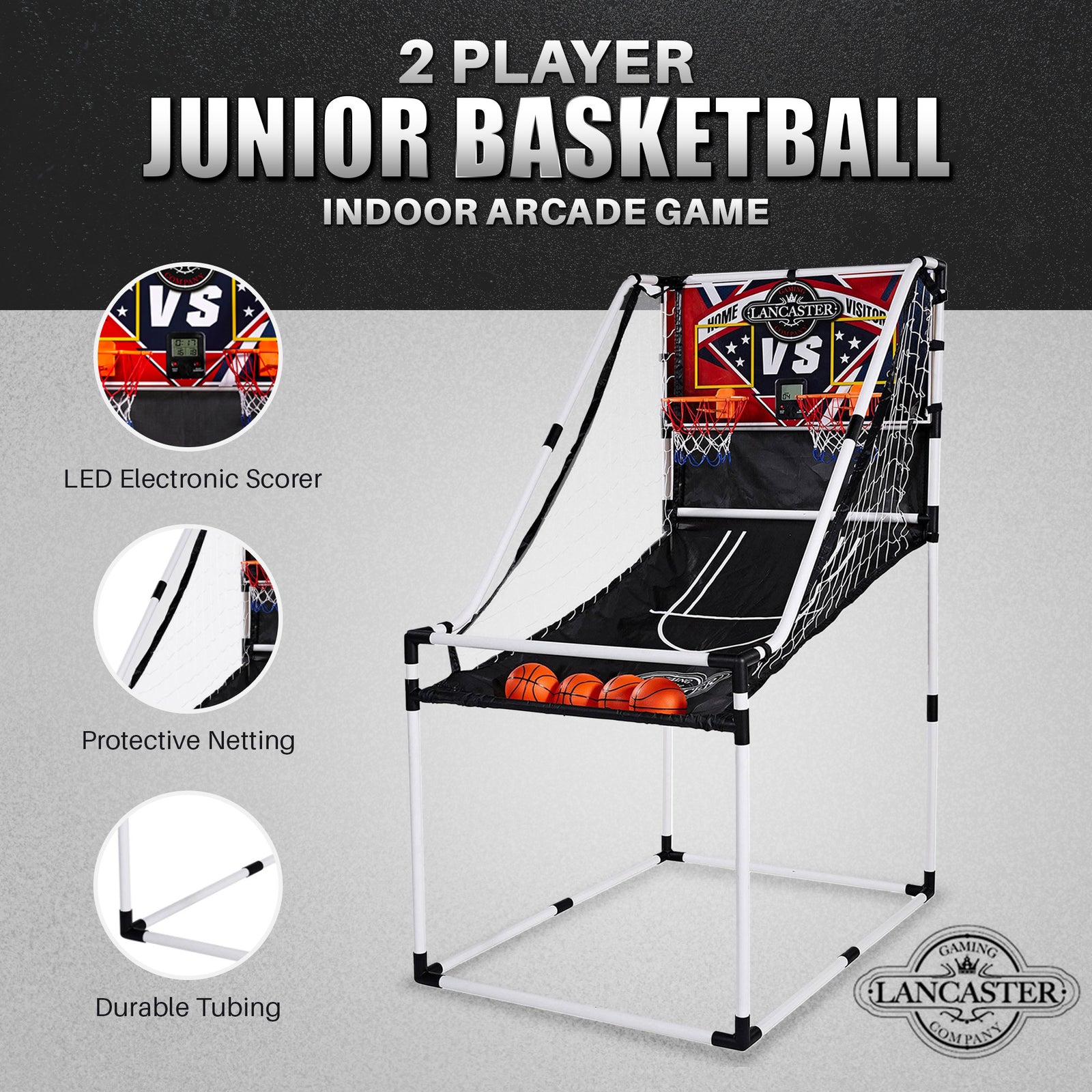 Lancaster 2 Player Junior Indoor Arcade Basketball Dual Hoop Shooting Game Set - VMInnovations