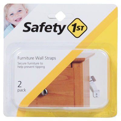 Safety 1st Childproof Safety Furniture Wall Straps, White, 2 Pack (Open Box)