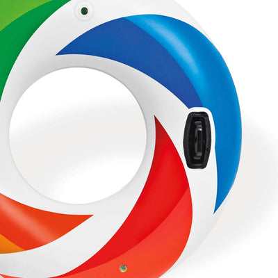 Intex Inflatable 47" Color Whirl Tube Swimming Pool Raft with Handles (24 Pack) - VMInnovations