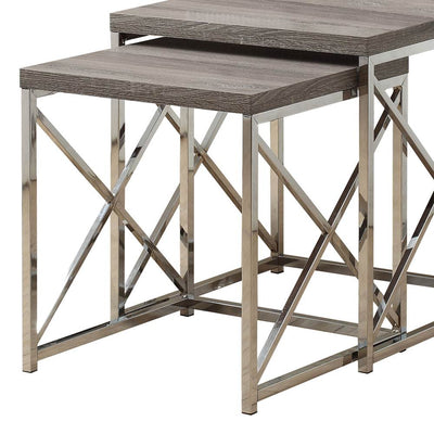 Monarch Specialties Contemporary 2-Piece Nesting End Tables, Dark Taupe (2 Pack)