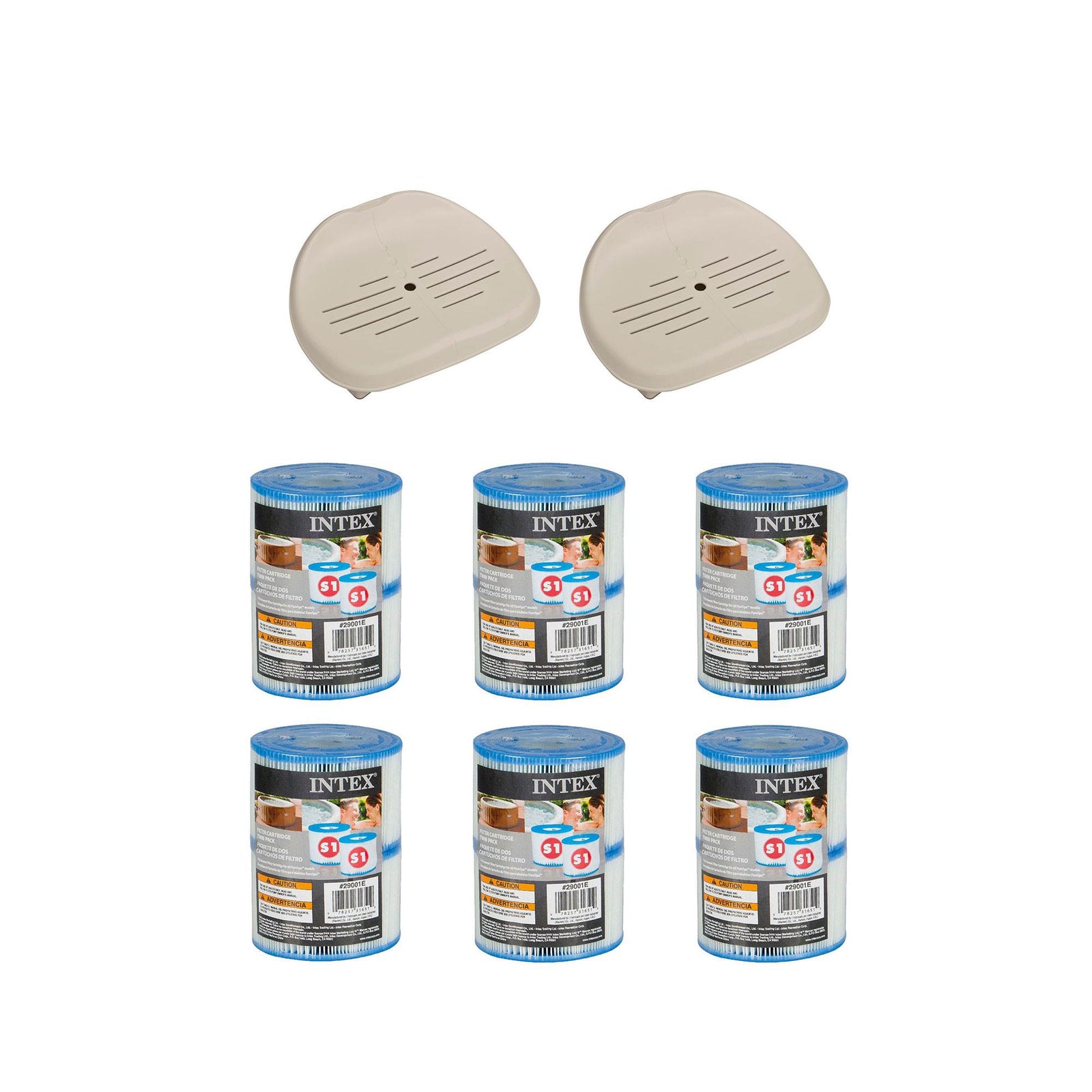 Intex Removable Hot Tub Seat (2 Pack) & Filter Replacement Cartridges (6 Pack) - VMInnovations