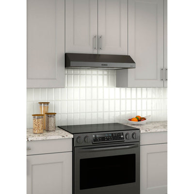 Broan 30 Inch CFM 1.2 Sones Convertible Black Stainless Steel Kitchen Range Hood