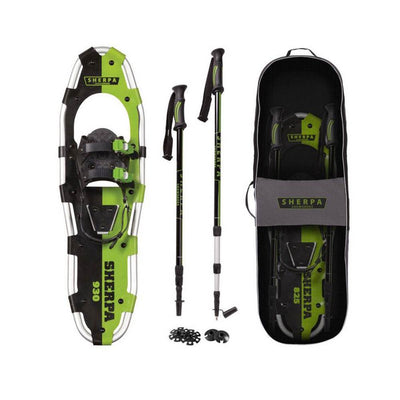 Yukon Charlie's Sherpa 8" x 25" Hiking Snowshoe Kit w/ Poles & Bag, Green