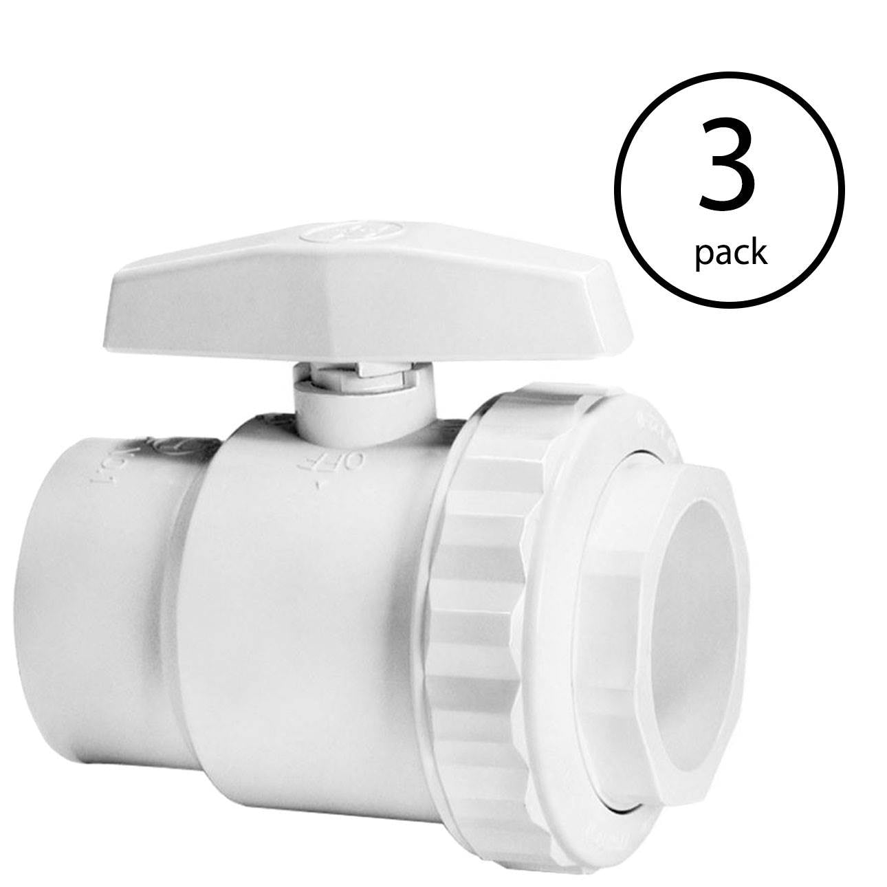 Hayward Swimming Pool Trimline PVC 2-Way 1-1/2" SKT Pipe Ball Valve (3 Pack) - VMInnovations